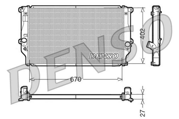 Радіатор, система охолодження двигуна, Denso DRM50025