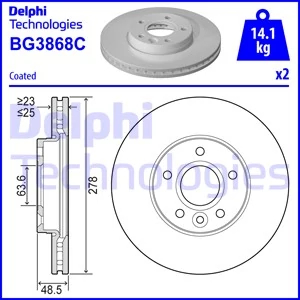 Гальмівний диск, Delphi BG3868-C