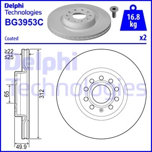 Гальмівний диск, Delphi BG3953C