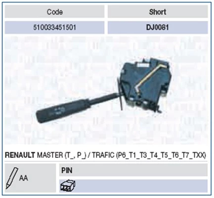 Перемикач на рульовій колонці, Magneti Marelli 510033451501